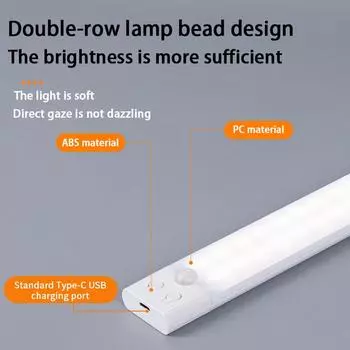 Motion Sensor Cabinet Light LED Night Light Wireless USB Rechargeable Dimmable Cabinet Wardrobe Lamp Under Backlight For Kitchen changeable&0.2m белый