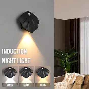 Motion Sensor Light Night Light USB Type-C Rechargeable For Kitchen Bedroom Mural Living Room Interior Lighting Decor Wall Lamps белый