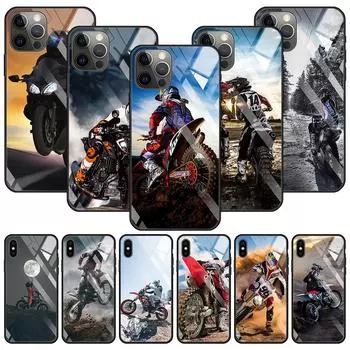 Moto Cross мотоциклетный спортивный чехол из закаленного стекла для Iphone 12 11 Pro Max 13 12 Mini Fundas X Xr Xs Max 8 7 6s Plus Shell Fundas For iPhone 6