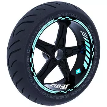 Moto GP Design Mint Green Inner Outer Rim Set Rim Tape Wheel Stripes Decals Sticker CinarExtreme