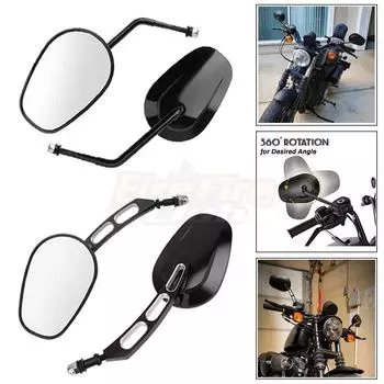 Мотоциклетное зеркало заднего вида 8 мм, черные боковые зеркала для Harley Dyna Electra Glide Fatboy Iron 883 Road Glide Sportster 883 1200 Style2