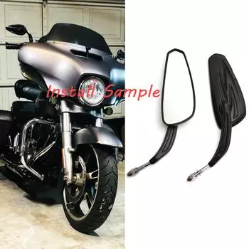 Мотоциклетные левые и правые зеркала заднего вида для Harley Davidson Street Glide Road King, черное и хромированное боковое зеркало чёрный