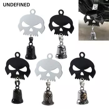 Мотоциклетный колокольчик Skull Eagle Cross Cool Biker Guard Bell Hanger Mount для Harley Indian Scout Chief Bobber Dyna Softail чёрный