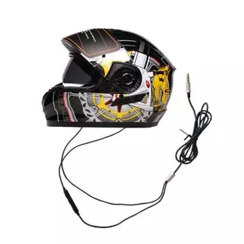 Мотоциклетный шлем 3,5 мм, проводное управление, музыкальные наушники, гарнитура с микрофоном чёрный