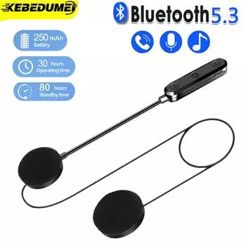 Мотоциклетный шлем гарнитура Bluetooth 5.3 беспроводной комплект громкой связи стерео для езды на мотоцикле MP3 музыкальный плеер мото наушники чёрный