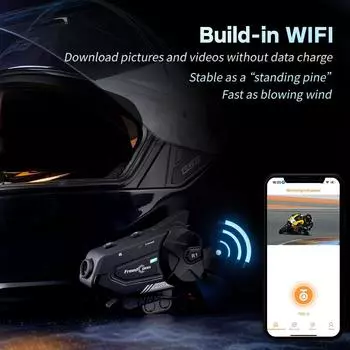 Мотоциклетный шлем интерком Bluetooth гарнитура Групповой динамик Наушники WiFi приложение Freedconn R1Pro Мотоциклетный видеорегистратор Moto Auto Dvr