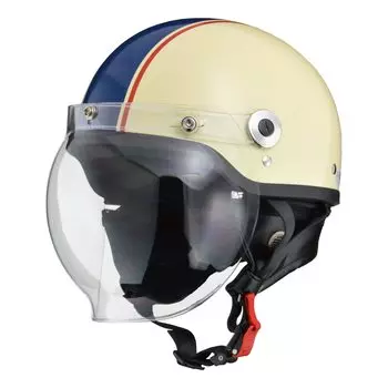 Мотоциклетный шлем Jet CROSS с защитой Bubble Shield цвета слоновой кости и темно-синего цвета, свободный по окружности, чем [Lead Industries] CR-760 - (Голова 57см~менее 60см)