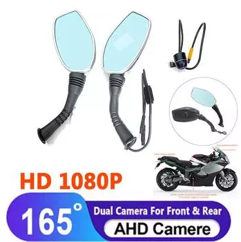 Мотоциклетный видеорегистратор Dash Cam 1080P Водонепроницаемый Двойной Объектив Зеркало Камера Переднего и Заднего Вида 165 Градусов Широкоугольный Видеорегистратор Действия None чёрный