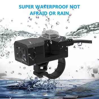 Motocycle Dual USB Charger Adapter Rearview Mirror Waterproof Phone Charger with Voltmeter ON/Off Accessories