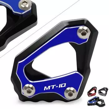 Motorcycle CNC Kickstand Foot Side Stand Extension Pad Support Plate For Yamaha MT-10 MT 10 MT10 FZ-10 FZ10 R1M R1 M 2015-2025 синий