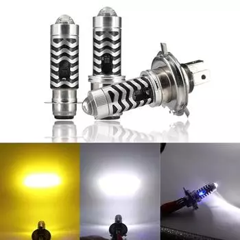 Motorcycle H4 H6 BA20D P15D LED Bulbs Hi/Low Dual Colors Bulb Projector Lens Bulb Motor Driving Lights DRL Front Lamp
