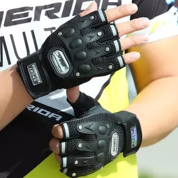 Motorcycle Half Finger Gloves Men s Riding Thin Summer Non-Slip Mountain Bike Bicycle Rider Outdoor Mountaineering Black One size