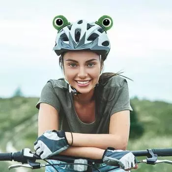 Motorcycle Hat Decorations Cute Plush Frog Eyes Ear Sticker Hat Decoration Adhesive Cartoon Ears Attachments Motorcycle