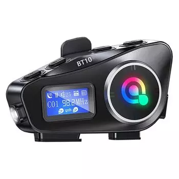 Motorcycle Intercom with OLED Display, Earphones, Intercom for Motorcycles, 1000m Talk Distance, 50 Hours of Continuous Use, Bluetooth 5.3 Intercom,