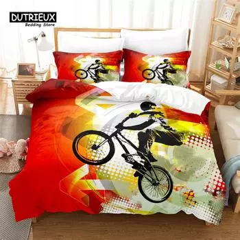 Motorcycle Poster Bedding Set, 3Pcs Duvet Cover Set, Soft Comfortable Breathable Duvet Cover, For Bedroom Guest Room Decor EU single(135x200cm)