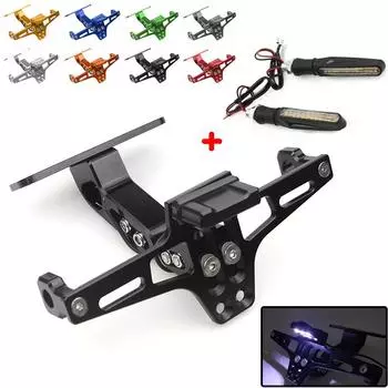 Motorcycle Rear License Plate Holder Turn Signal Lights For YAMAHA T-MAX 530 TMAX 500 MT-03 MT-07 MT-09 MT-09 Tracer R1 R6 R3 чёрный