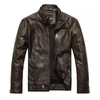 Motorcycle Thickened Artificial Leather Coat Men Winter Warm Man Artificial Leather CoatMens Plus Velvet Men Moto Biker Riding Fleece Jacket XXXXXL
