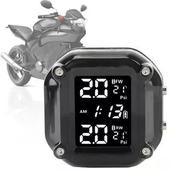 Motorcycle TPMS Security Alarm System With 2 External Sensors Wireless Motor Tire Pressure Monitoring Alarm System