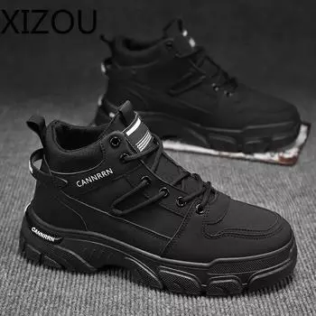 Motorcyclist Boots Men s Boot Beautiful Fashionable Trendy All-match XIZOU Hard-wearing Anti-wear British Style Winter Shoes 39 чёрный
