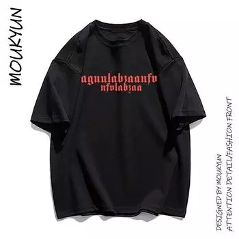 MOUKYUN Ropa Mujer с короткими рукавами, летняя эластичная мужская футболка с мультяшным принтом, простая белая, черная мужская футболка с короткими рукавами Y2k для отдыха XXL чёрный