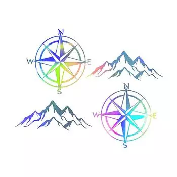 Mountain Car Sticker Mountain Compass Car Decorative Stickers 4X Car Stickers Waterproof Auto Decor Decorative Car Graphics For чёрный