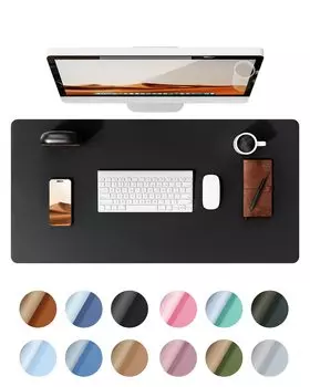 Mouse Pad PU Leather Desk Blotter Laptop Desk Pad Waterproof Desk Writing Pad Non-Slip Office/Home (Black, 8040cm)