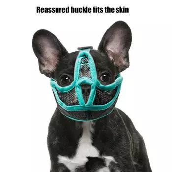 Mouth Mesh Durable Harmless Buckle Design Anti-Bite Pet Mouth Cover Flat Face Dog Muzzle Pet Muzzle Washable Mouth Cover S зелёный