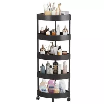 Movable Bathroom Corner Triangle Shelf Sturdy Large-Capacity Storage Rack and Kitchen Bathroom Organizer Snack Cosmetic Holder