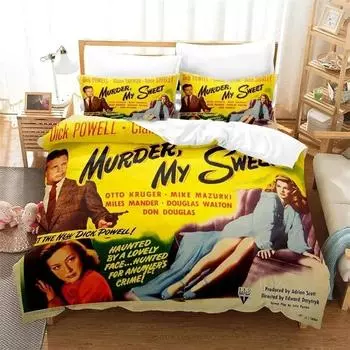 Movie Murder My Sweet Bedding Set,Duvet Cover Comforter Bed Set Quilt Cover Pillowcase,King Queen Twin Size Boys Girls Adultse 70x133cm 2pcs