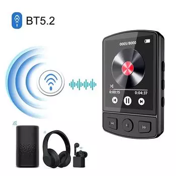 MP3-плеер музыкальный MP3-плеер HiFi звук Bluetooth-совместимый 5.2 мини музыкальный плеер кнопка 1.8-дюймовый экран с FM-радио электронная книга
