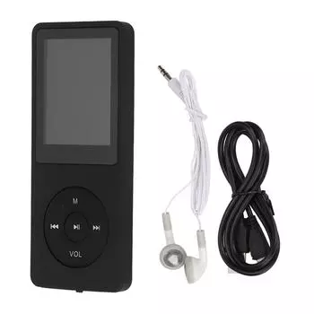 MP3-плеер с экраном 1,8 дюйма и картой памяти 64 ГБ, многофункциональный портативный музыкальный MP3-плеер с подсветкой чёрный