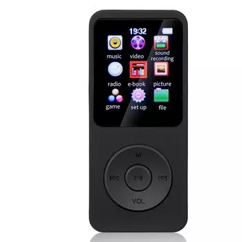 MP3-плеер с экраном 1,8 дюйма, музыкальный плеер Type-C, совместимый с Bluetooth5.0(черный) КДЕ