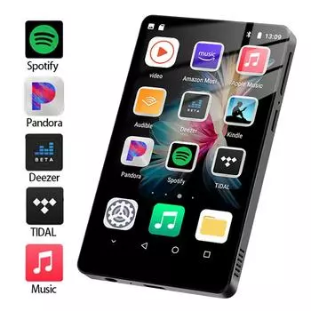 MP3-плеер с Bluetooth и WiFi, 4-дюймовый сенсорный экран, MP4-плеер с динамиками, цифровой музыкальный проигрыватель Hi-Fi на Android 16GB чёрный