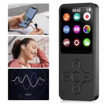 MP3-плеер с цветным экраном 1,8 дюйма, портативный музыкальный плеер Hi-Fi, совместимый с Bluetooth, 5.0 Lossless Sound, музыкальный MP3-плеер с картой памяти 32 ГБ Wirh 32GB TF Card красный