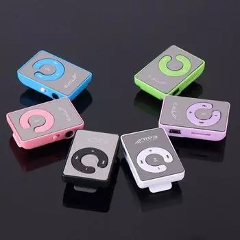 Mp3-плеер с зажимом для дизайна, зеркало памяти, пластиковая карта TF, MP3-плеер для спорта белый