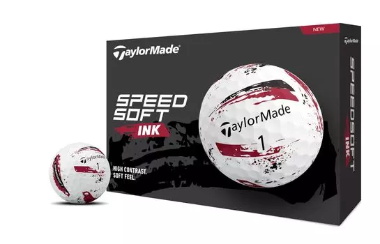 Мяч для гольфа TAYLOR MADE TMJ24 SpeedSoft INK RED, 12 штук, SpeedSoft Ink Red, модель 2024 года, красный