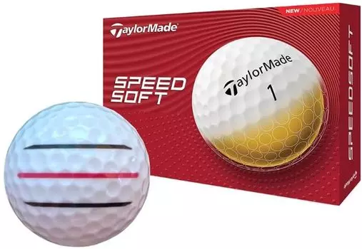 Мяч для гольфа TaylorMade SPEED SOFT с линиями Speed Soft Line 1 [Hapiraki_Golf Line] (Белая дюжина_3 линии)