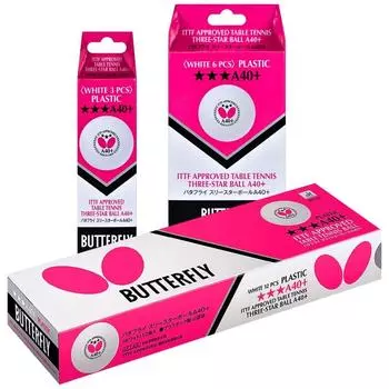 Мяч для настольного тенниса Butterfly Three Star Ball A40+ Белый (270) 1 дюжина (12 шт.) 95790 Белый (270)