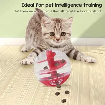 Мяч для раздачи корма для кошек Мяч для раздачи лакомств для кошек Устойчивый к укусам интерактивный медленный мяч-головоломка для домашних животных для котят