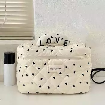 Мягкая хлопковая большая косметичка LOVE, сумка для туалетных принадлежностей, новые косметички для женщин и девочек