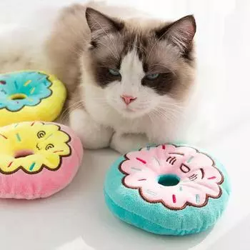 Мягкая игрушка для собак в форме пончика снимает скуку, играет в игрушку, игрушки для домашних животных, плюшевые синий