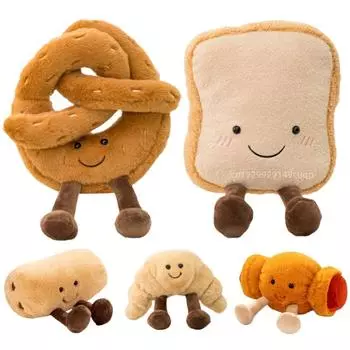 Мягкая игрушка Kawaii Hot Bread Food Series с радостным выражением лица, багет, круассан, колбаски, жареный рулет, хлеб, плюшевая кукла, домашний декор see choose option
