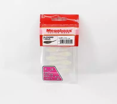 Мягкая приманка Megabass Dr Choro 1,5 дюйма, светящаяся белая, серебристая чешуйка (9600)