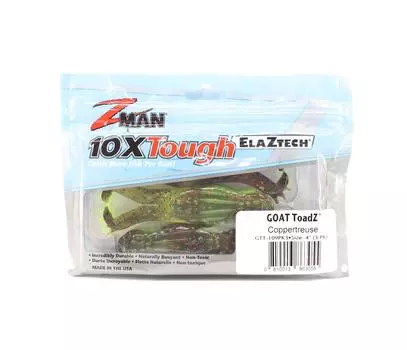 Мягкая приманка Zman Goat ToadZ 4 дюйма, 3 шт. в упаковке, медная трость (3055)