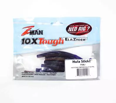 Мягкая приманка Zman Hula Stickz 4 дюйма, 6 шт. в упаковке, PB и J (1003)