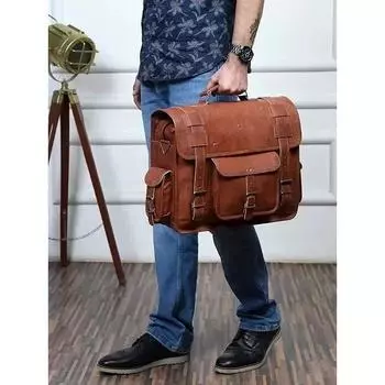Мягкая сумка из козьей кожи, сумка через плечо для ноутбука, портфель, лучшая сумка 15 x 11 x 4 in коричневый
