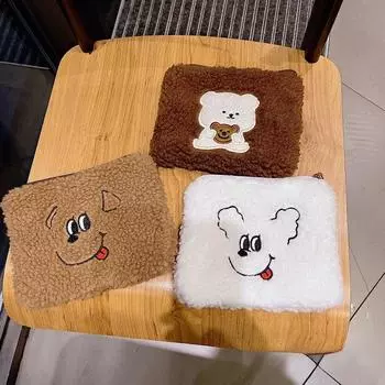 Мягкие плюшевые косметички Quare, косметичка с коричневым медведем и собакой, органайзер для туалетных принадлежностей и помады
