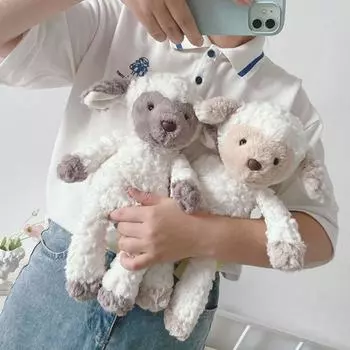 Мягкие пушистые игрушки овцы, плюшевые куклы, 35 см, плюшевая овечка для детей, детские подарки, умиротворяющие игрушки светло-желтого
