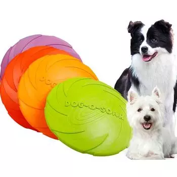 Мягкие резиновые игрушки для собак Pitbull Puppy Dog Летающий диск Интерактивные игрушки Продукт для дрессировки собак Домашние животные S-Diameter 15 cm красный