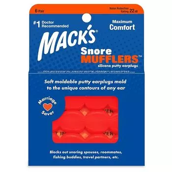 Мягкие силиконовые беруши Macks Pillow, 6 пар, оранжевые [Предотвращают шум во время работы или учебы]. Водонепроницаемые беруши, которые можно использовать во время плавания. Для